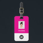Corporate Employee Photo, Bar Code, Logo, Name Luggage Tag<br><div class="desc">Easily personalise this Custom Employee Name Luggage Tag with Photo, Scan Bar Code and business logo. A simple business design in neon pink colours fully customisable in front and back sizes, sans-serif basic and modern fonts and a professional and clear look. Perfect as Employee Business Travel Gadgets, Travel Accessories for...</div>