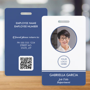Corporate Employee QR Code Blue ID Badge