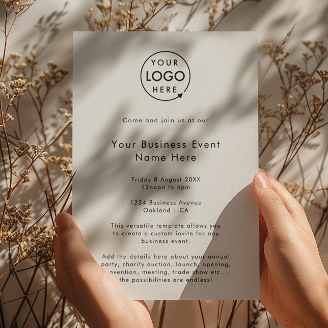 Corporate Event | Grey Modern Minimalist Logo Invitation (Modern minimal gray business event invitation template by Guava - elegant, clean, and customizable)