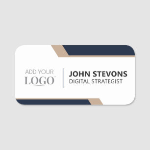 Corporate Event Logo Branded Modern Navy Staff Name Tag