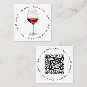 Corporate Event QR Code Red Wine Drink Voucher Square Business Card