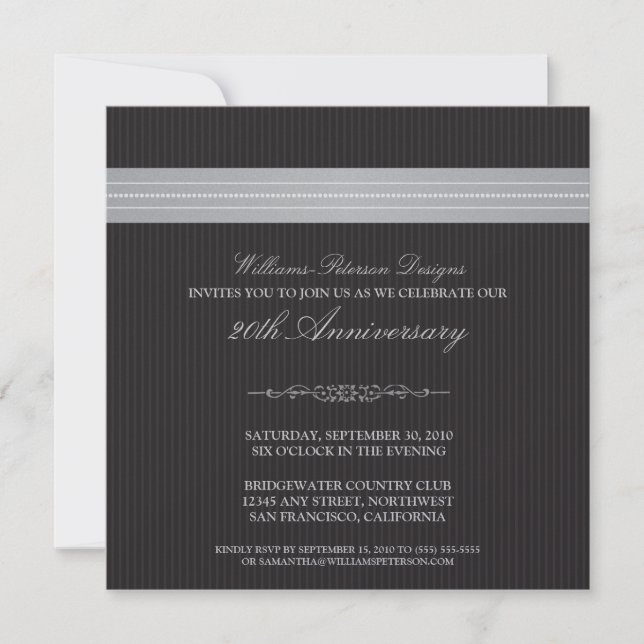 Corporate Event Ribbon Invitation (silver) (Front)