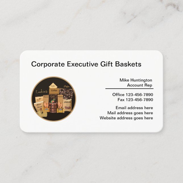 Corporate Executive Gift Baskets Business Card (Front)