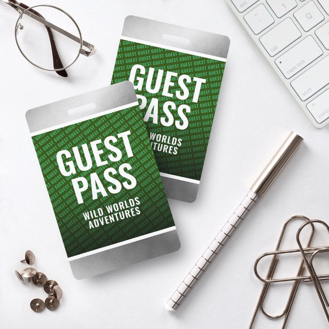 Corporate Forest Green & Steel Guest Pass ID Badge (Creator Uploaded)