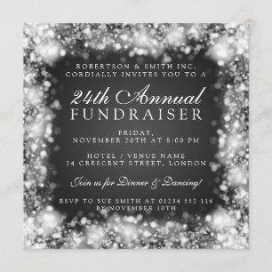 Corporate Fundraiser Gala Party Silver Sparkling Invitation