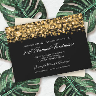 Corporate Fundraiser Gala Party Sparkles Gold Invitation