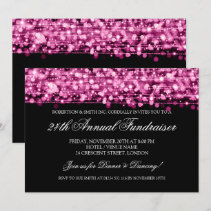 Corporate Fundraiser Gala Party Sparkles Pink Invitation