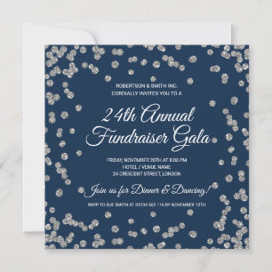 Corporate Fundraiser Silver Glitter Confetti Navy 