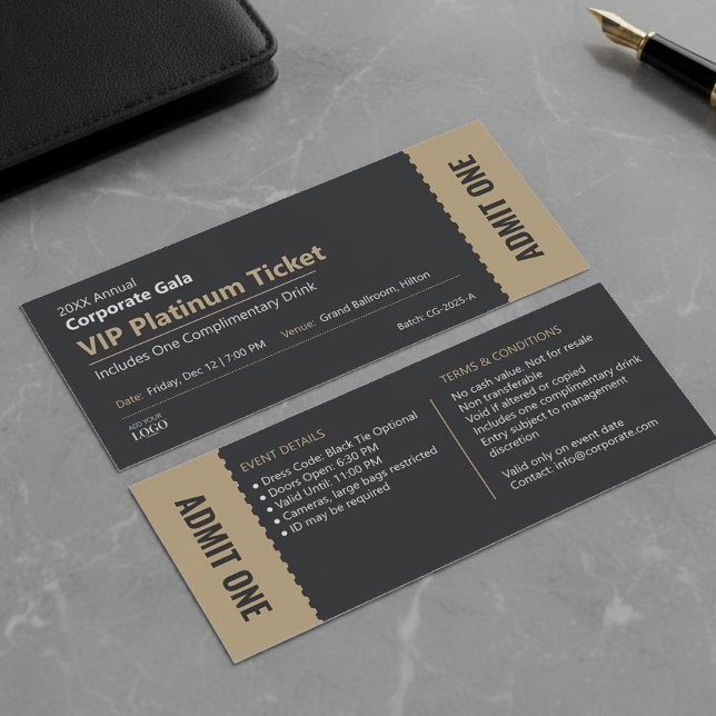 Corporate Gala Black & Gold Event Voucher Card (Creator Uploaded)