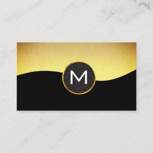 Corporate Gold Black with Monogram Business Card