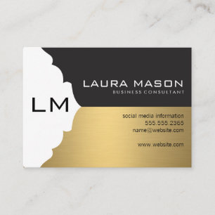 Corporate Gold Black with Monogram Business Card