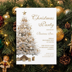 Corporate Gold Christmas Tree Holiday Party  Invitation