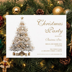 Corporate Gold Christmas Tree Holiday Party Invitation