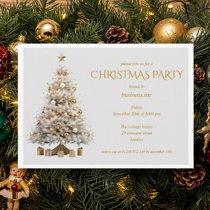 Corporate Gold Christmas Tree Holiday Party  Invitation