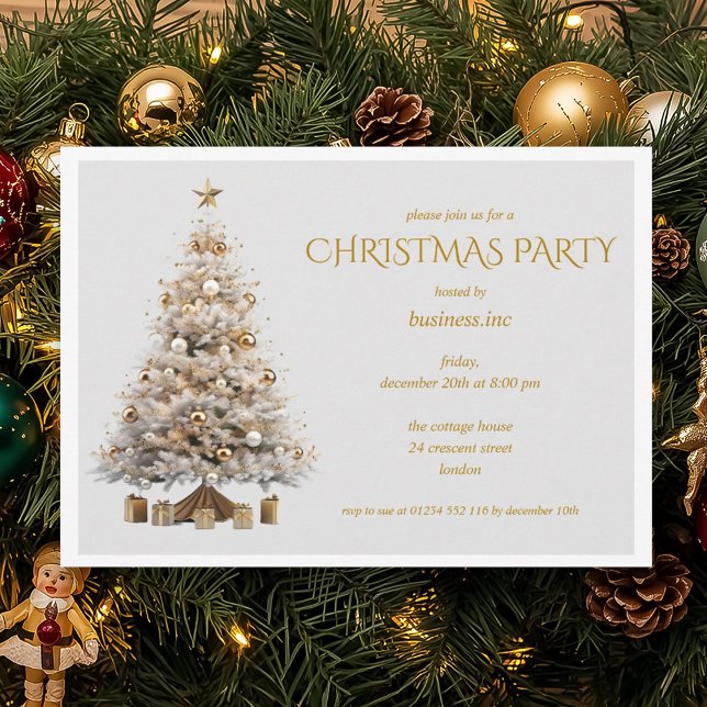Corporate Gold Christmas Tree Holiday Party  Invitation (Creator Uploaded)