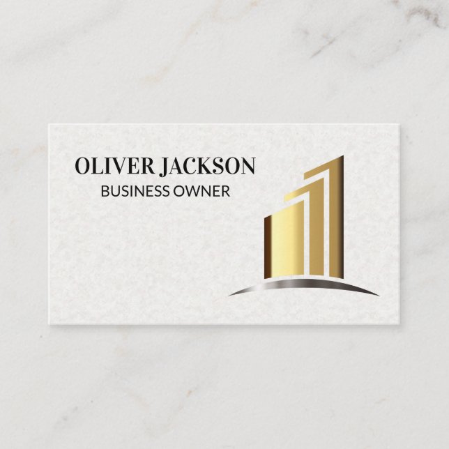 Corporate Gold Pillars | Modern Stylish Business Card (Front)