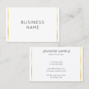 Corporate Gold Striped White Modern Elegant Business Card