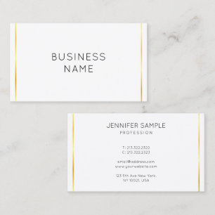 Corporate Gold Stripes White Modern Elegant Business Card