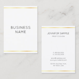 Corporate Gold White Modern Elegant Vertical Business Card
