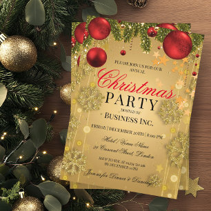 Corporate Gold Winter Glam Christmas Party Invitation
