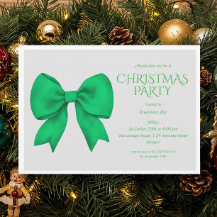 Corporate Green Bow Christmas Holiday Party Invitation