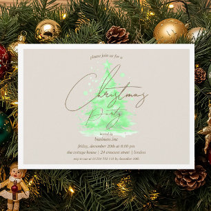 Corporate Green Christmas Tree Holiday Party  Invitation