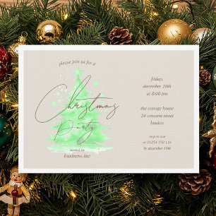 Corporate Green Christmas Tree Holiday Party  Invitation
