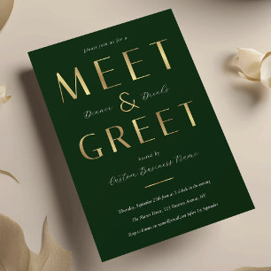 Corporate Green & Gold Business Meet and Greet Invitation