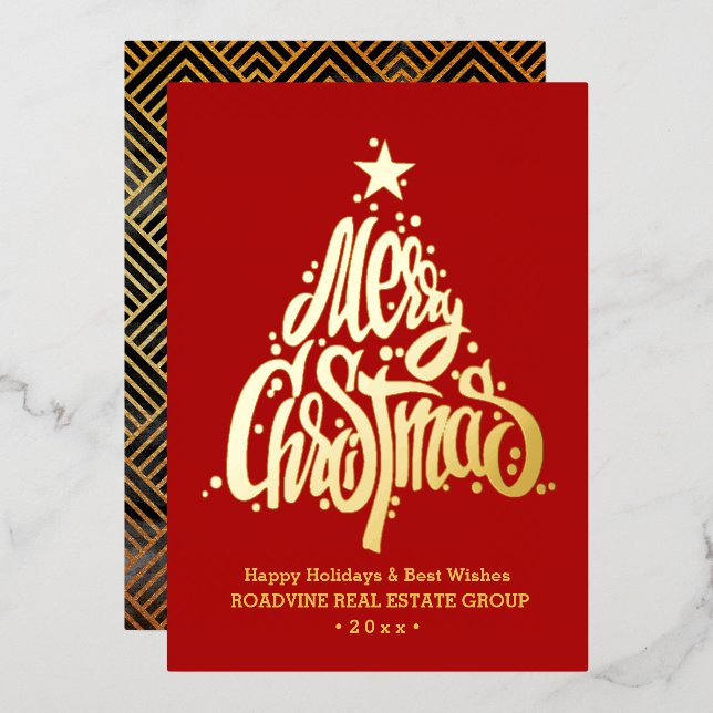 Corporate Greeting Elegant Gold Script Business (Front/Back)