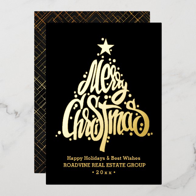 Corporate Greeting Elegant Gold Script Business (Front/Back)