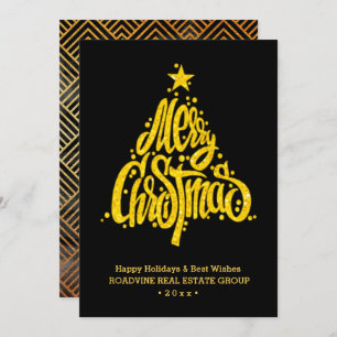 Corporate Greeting Elegant Gold Script Business Holiday Card