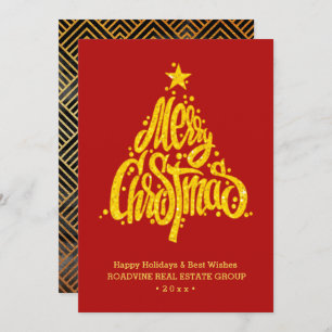 Corporate Greeting Elegant Gold Script Business Holiday Card
