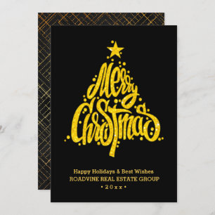Corporate Greeting Elegant Gold Script Business Holiday Card