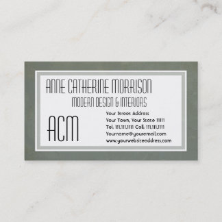 Corporate Grey Green Italian Grunge Vintage Effect Business Card