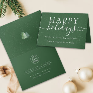 Corporate Happy Holidays Company Logo Green Holiday Card
