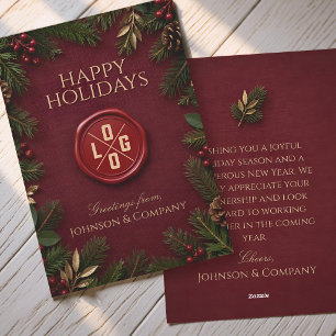 Corporate Holiday Custom Logo Wax Seal Elegant Card