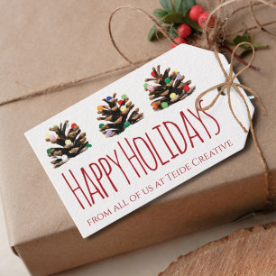 Corporate Holiday Gift Tag Business Xmas pinecones