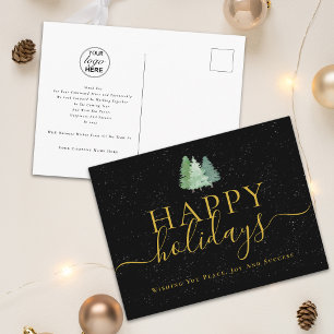 Corporate Holiday Greetings Company Logo Fir Trees Postcard