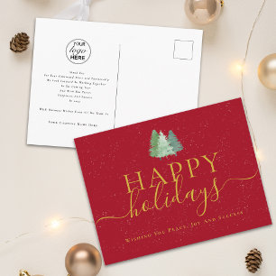 Corporate Holiday Greetings Company Logo Fir Trees Postcard