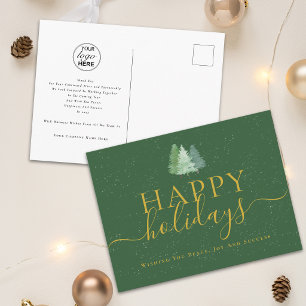 Corporate Holiday Greetings Company Logo Fir Trees Postcard