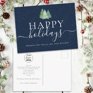 Corporate Holiday Greetings Company Logo Fir Trees Postcard