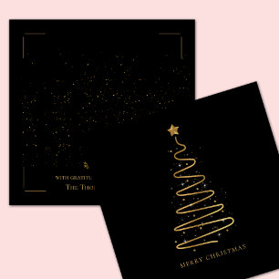 Corporate Holiday Merry Christmas Black and Gold  Card