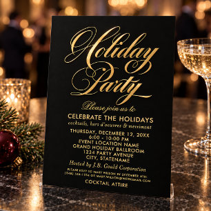 Corporate Holiday Party Black Script Gold