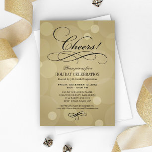 Corporate Holiday Party Champagne Gold Cheers Invitation