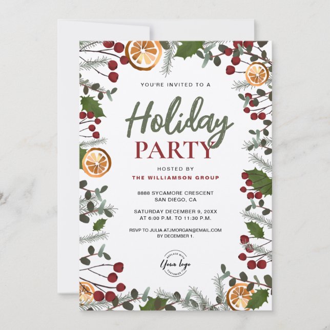 Corporate Holiday Party Christmas foliage Invitation (Front)
