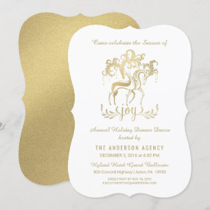 Corporate Holiday Party Elegant Gold Reindeer Invitation
