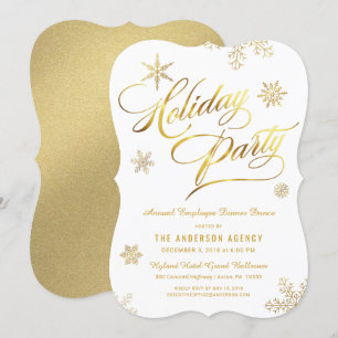 Corporate Holiday Party Elegant Gold Script Invitation