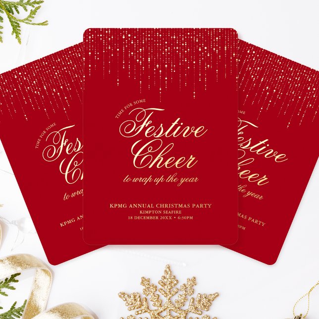 Corporate Holiday Party Festive Cheer Red Gold (Creator Uploaded)