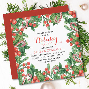 Corporate Holiday Party Floral Christmas Invitation