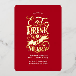 Corporate Holiday Party Red Eat Drink Be Merry